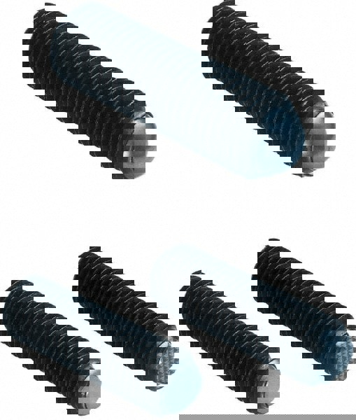 25mm OAL, Steel, Headless Ridged Flat Face Ball End Clamping Screw